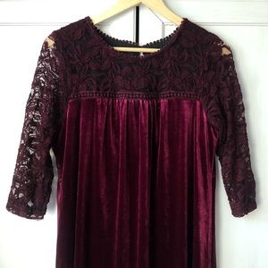 Burgundy Velvet Lace Dress